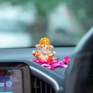 Elegant Ganesh Statue for Car Dashboard – Mini Ganesha Idol for Home Decor, Hindu God Figurine for Diwali & Housewarming Gifts
