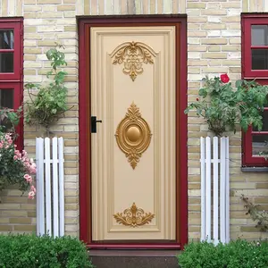 2pcs   European Luxury Relief Wall Stickers Classical Gold Floral Door Frame Decals Self Adhesive Removable Waterproof PVC Material Living RoomWall Decor Home Renovation Art  Collage Self-Adhesive Doo