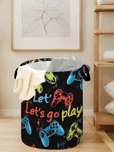 Game Controller Pattern Laundry Basket, Laundry Bin, Large Capacity Foldable Dirty Clothes Hamper Storage Basket with Handle, Household Storage Organizer for Home