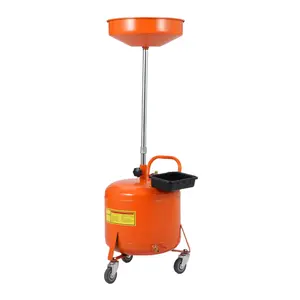 【Christmas Deal】GARVEE 8 Gallon Oil Drain Tank, Portable Oil Drain Container with Adjustable Funnel Height 28"-62", Air Operated Drainage Fluid Fuel Transfer Drainage with 360° Wheels & Toolbox