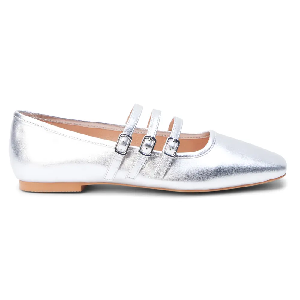 Matisse Womens Nova Metallic Ballet Mary Jane Flats Casual - Silver