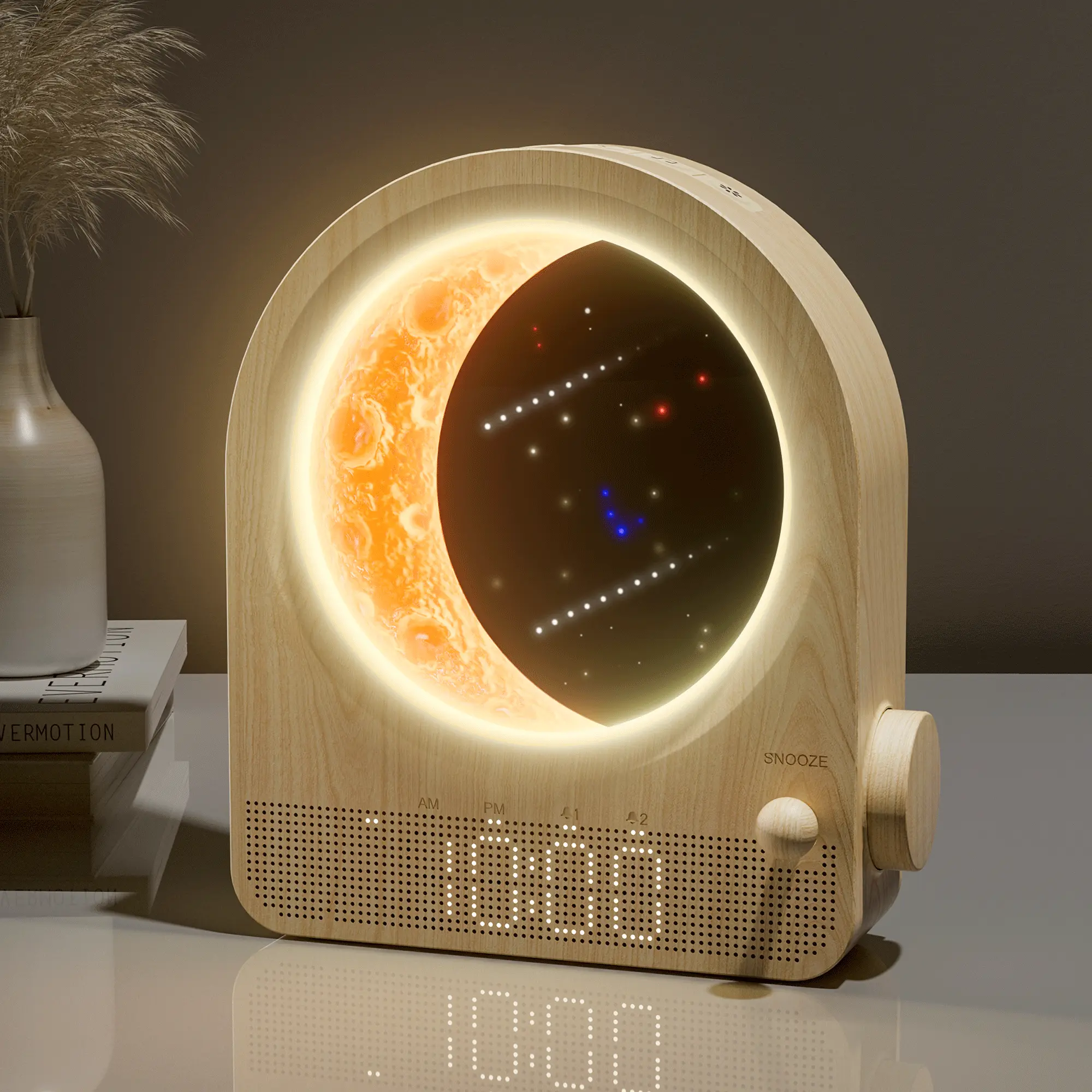 Blonbar Sunrise Alarm Clock with Sound Machine - Home Accessory, White Noise Machine for Sleep, Moonlight Lamp, Meteor Lights, Dimmable Night Light for Heavy Sleepers, Adults, Star, Room