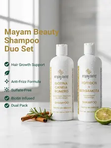 Mayam Beauty Strength and Growth Duo Shampoo 2 Pieces - Biotin Cinnamon Rosemary Peptides & Bergamot - Sulfate-Free Formula for Hair Growth Repair and Anti Frizz