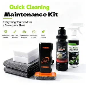 7-in-1 Car Deep Cleaning Kit - Ultimate Glass Oil Film Remover, Interior Restorer & Headlight Restoration Liquid with Microfiber Towels & Sponges (Complete Auto Care Set)
