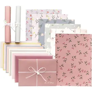 72 Pcs Stationery Paper Envelopes Set Includes 24 Lined Writing Paper & 12 Envelopes, Lovely Floral Cute Letter Writing Stationary Kit for Girls Office School Supplies(6Style)