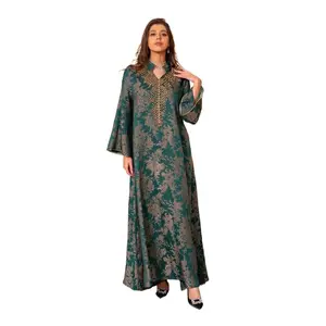 Eid Muslim Dress for Women Abaya Beading Stand Collar Jalabiya Morocco Party Dresses Abayas Kaftan Abaya Vestidos Arab Long Robe