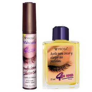 PROSA Coffee Mascara and Lash Oil Bundle –  Mascara Profesional de Cafe + Aceite Para Pestanas - Volumizing Mascara, Eyeliner, and Clear Mascara, Lash growth Makeup Eyelash