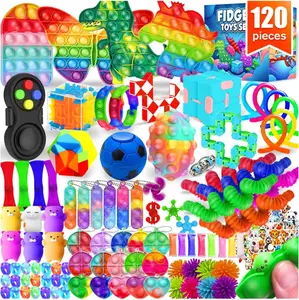 120 Pack Fidget Toys for Kids, Sensory Toy Bulk Set for Classroom Prizes, Party Favors, Pinata Fillers, Stress Relief Toys for Boys Girls Ages 4-12, ADHD Autism Friendly