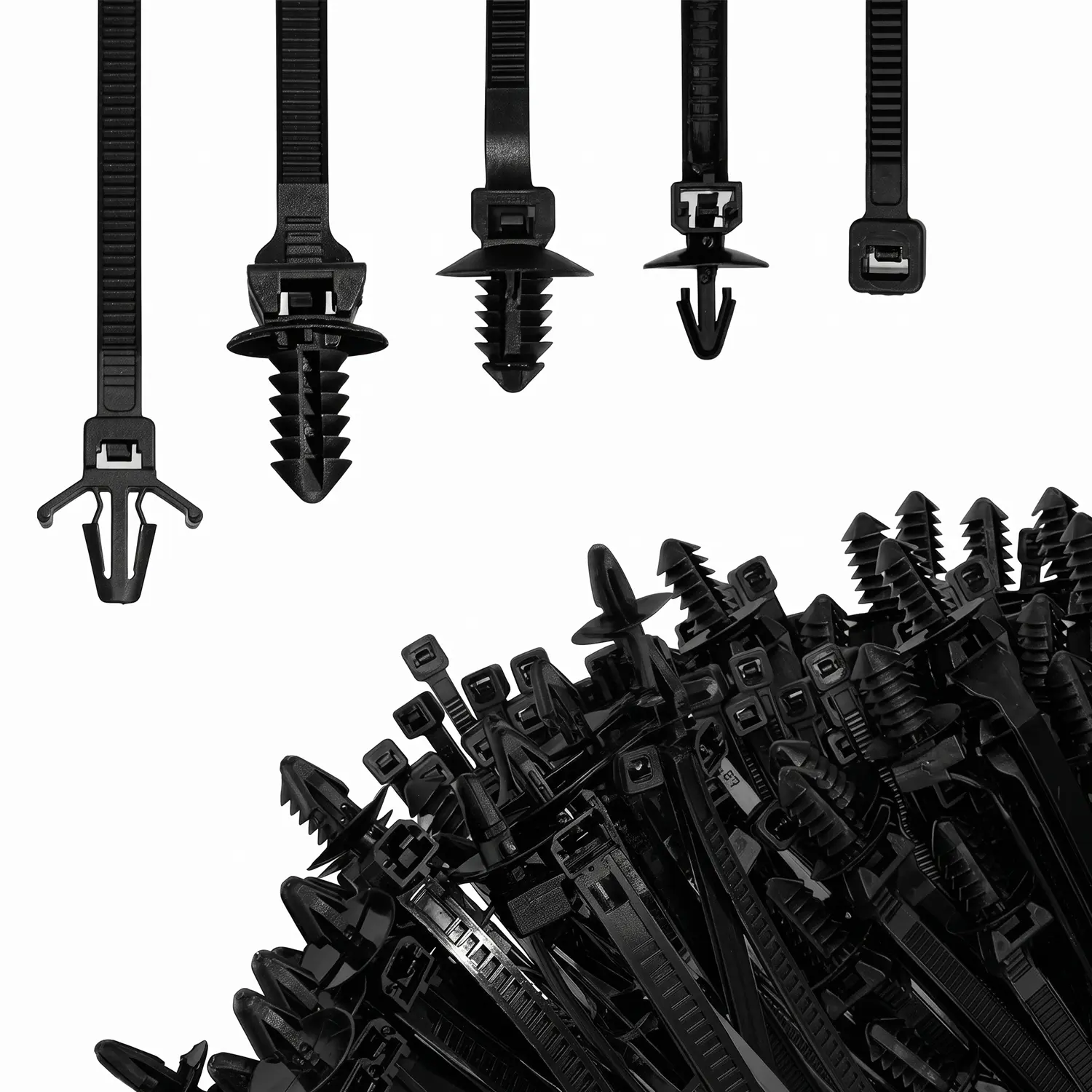 DUFIKKI 30 Pcs Nylon Universal Cable Tie Buckle Zip Tie Clips Automotive Rivet Push Mount Zip Ties Compatible with Cars Boat Trailer Polaris UTV Jeep Wrangler Self Locking Zip Tie with Push Pin