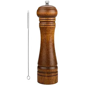 Refillable Wooden Pepper Mill - Big Solid Oaken Wood Gourmet Professional Mills Shaker with Strong Non-Corrosive Adjustable Ceramic Grinder Mechanism - Fine to Coarse - 8 In LOLIROCK pepper mill kitchen  supplies