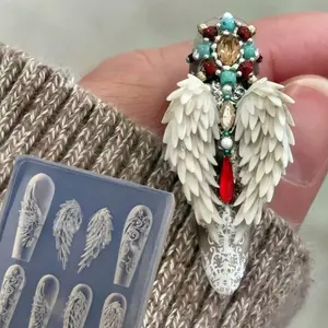 Nail silicone mold, wing-shaped silicone 3D embossed nail decoration, DIY mold, 3D mold, easy to demold