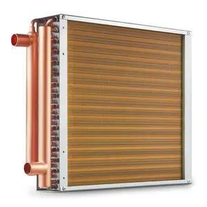 VEVOR Heat Exchanger Water to Air, TikTokShopBlackFriday, 16"x 16" with 3-Row 3/8" Copper Ports, 193 Aluminum Fins Heat Exchanger for Outdoor Wood Furnaces, Residential Heating and Cooling, and Forced Air Heating
