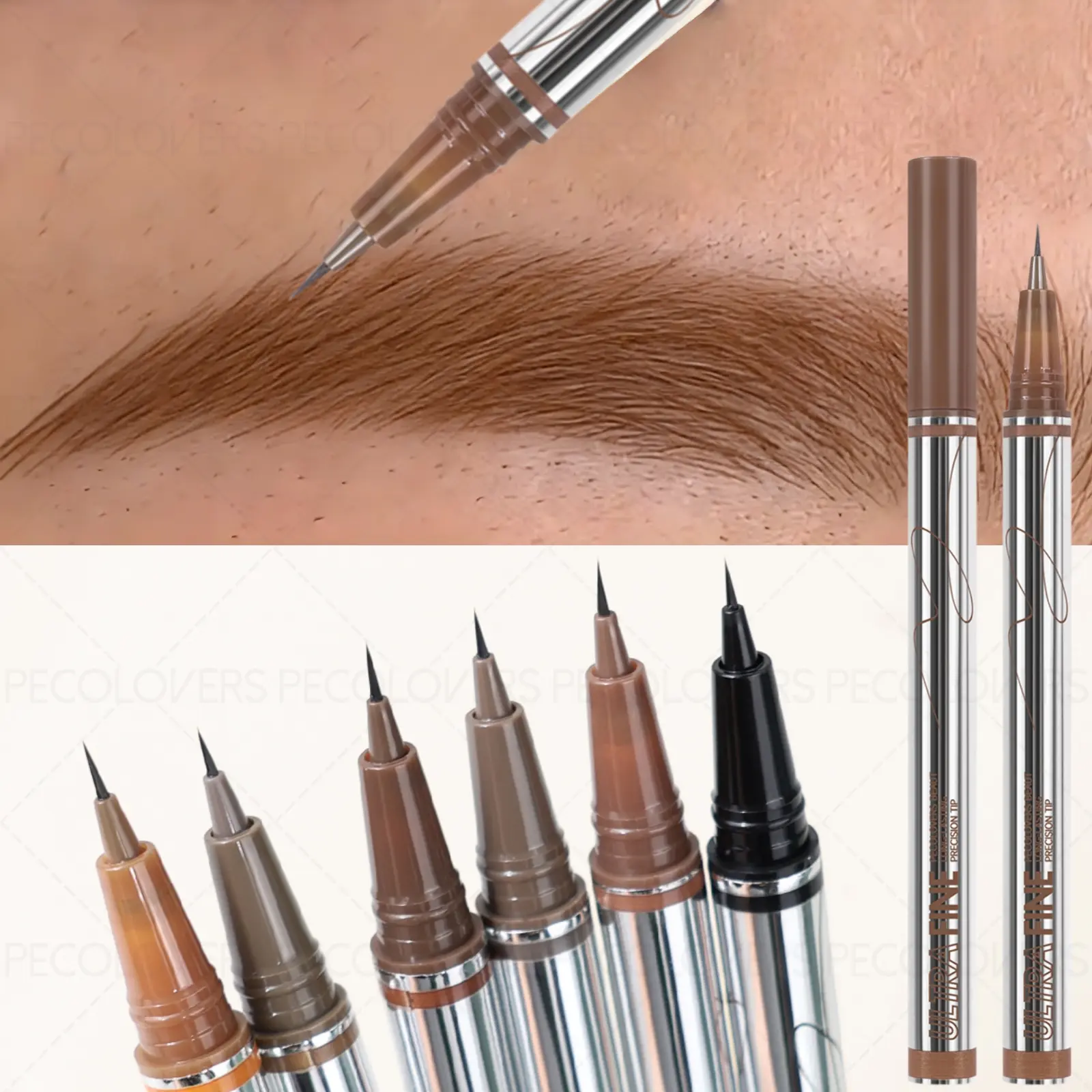 1PC Smooth Waterproof Eyebrow Pencil/eyeliner, Ultra-fine Tip, Multi-functional, Clear and Natural Wild Eyebrows, Precisely Sculpted Brows, Anti-smudge, Brown, Black, Essential Daily Makeup Tool, Eyebrow Makeup Products, New Year Gift