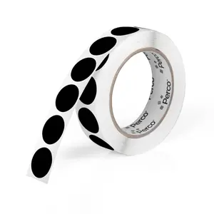 Perco 1-Inch Round Circle Dot Stickers, Easy-Peel Perforation, 1000 Labels per Roll, Strong Adhesion, Vibrant Black, Made in USA for Organizing & Crafting