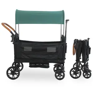 Double Baby Stroller Wagon, All-Terrain 2 Seaters Baby Wagon With Canopy, Parent Organizer, Adjustable Handle & Pull Bar For Infants And Toddlers