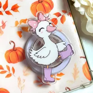 Kawaii Goose Bow MagSafe Phone Grip – Cute Duck with Boots Magnetic Pop Socket & Kickstand – Girly Gift