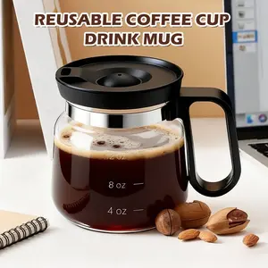 16 Oz Glass Coffee Mug – Coffee Pot Style, 16 Oz Glass Coffee Mug in Coffee Pot Shape, For Hot Teas, Hot Chocolate (1pcs)