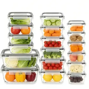 18 Pack Glass Food Storage Containers with Airtight Lids, Leakproof Glass Lunch Containers for Work Lunch, Microwave Oven Freezer Dishwasher Safe, BPA Free