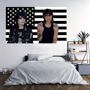 $7 Jake and Johnny American Flag 3x5 FT jake webber and johnny gilbert Gift For Fan USA Flags tapestry Poster for Wall Bedroom Living Room Hanging Decoration Outdoor Indoor Banner Brass Gromments, Black