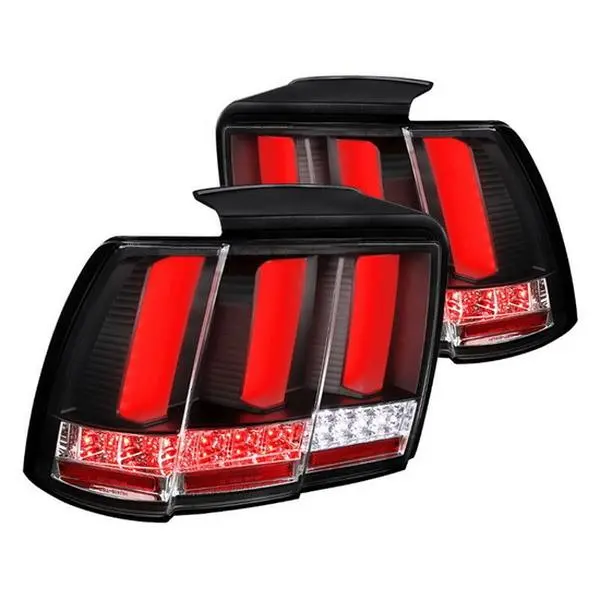 SpecD Tuning Sequential LED Tail Lights with Lenses for 99-04 Ford Mustang - Black, Vehicle-Specific Fit, Custom Look, CAD-Designed, 3D Machine-Verified, 14in H x 14in W x 18in L