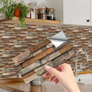 3D Stone Pattern Peel and Stick Wall Tiles, Self-adhesive Wall Sticker, Anti-collision Wall Panel, Faux Stone Wall Panel, Kitchen Wall Panel, Decorative Panels