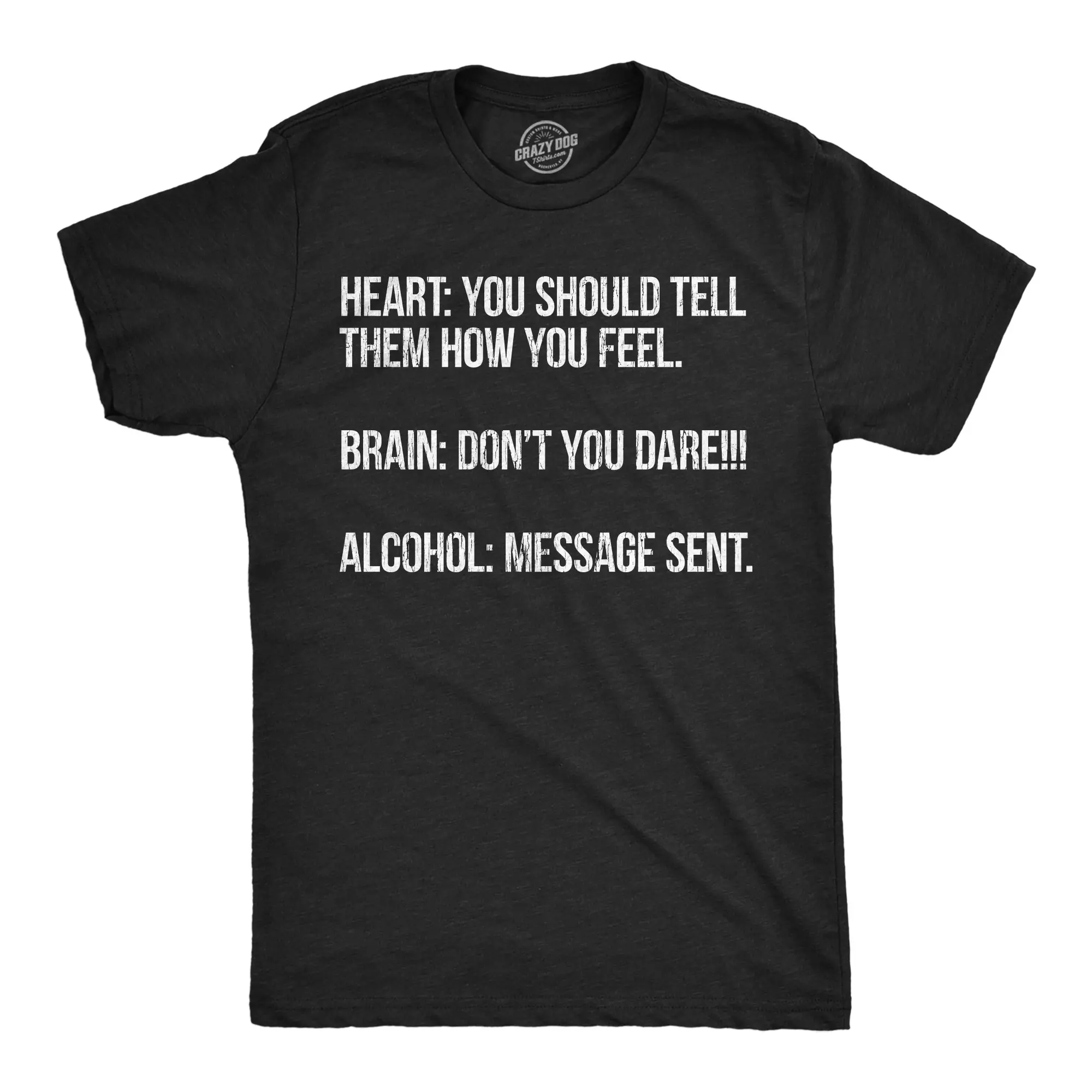 Mens Funny T Shirts Heart Brain Alcohol Sarcastic Drinking Graphic Novelty Tee for Men Mens Funny T Shirts Cool Vintage Fashion T-Shirt Gift Classic Menswear Sarcastic Apparel for Men Funny Drinking Short Black -