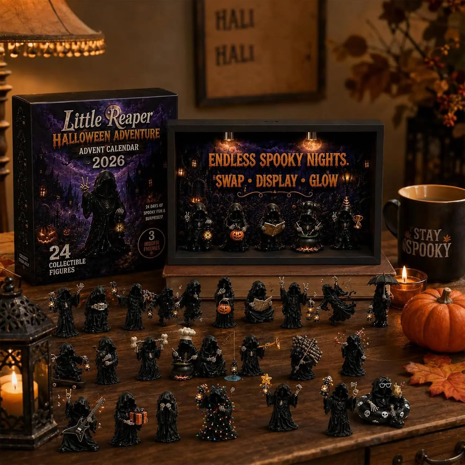 Little Reaper Halloween Advent Calendar 2026, 24-Day Countdown with 24 Mini Reaper Figurines , Cute Spooky Collectible Decorations for Keychain, Backpack & Halloween Decor, Halloween Gift for Teens & Adults