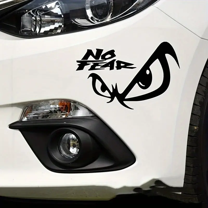 1PC NO FEAR Attitude Multi-scene Sticker (Black fierce eye elements + device/gear bag fit) Multi-scene sticker Adds fearless personality For multi-scene decor fans Side Decals Sticker For Cars Truck Sticker