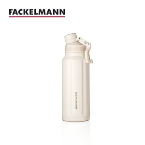 [NEW 2026] FACKELMANN Fast Flow Water Bottle | Angled Spout Lid | Lightweight & Leakproof for Travel & Sports | Insulated Stainless Steel | BPA-Free