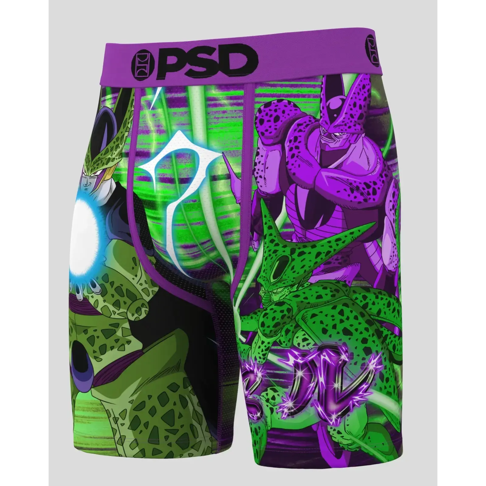 PSD Mens Dragon Ball Z Cell Stages Boxer Brief - Standard Length 7 Inch Inseam, Soft and Breathable Poly Blend Fabric