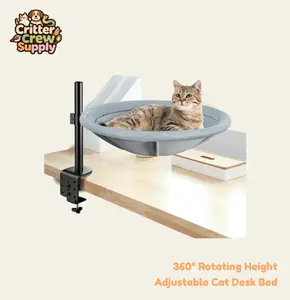 360° Rotating Height Adjustable Cat Desk Bed, Sturdy Hammock Perch with Removable Washable Cover, Supports Up to 60lbs, Ideal for Indoor Cats
