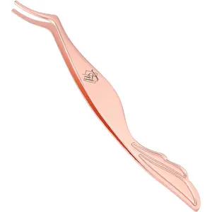 Eyelash Applicator Tool Stainless Steel Lash Tweezers Curved Eyelash Tweezers for Easy Lash Application and Removal, Rose