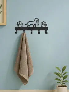 5 Hook Metal Wall Key Holder Decorative Entryway Organizer Modern Wall Mounted Rack