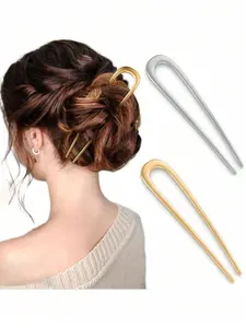14cm Metal French Hair Pins For Women, Gold French Pins For Thick Hair, U Shaped Hair Pins, Metal Hair Pin For All Hair Types, Hair Sticks For Buns, French Twist Hair Pin, Hair Fork - Effortless Updos: With French Pin
