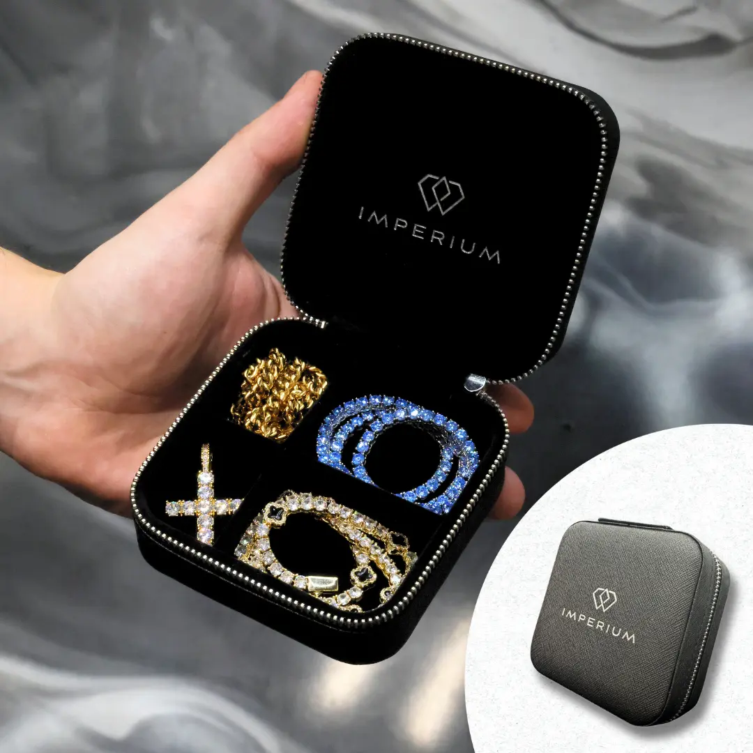 IMPERIUM JEWELRY Durable Jewelry Storage Organizer Box - Travel-Ready, 8-Chain Capacity, Home Supplies Storage Organization Tray for Personal Items
