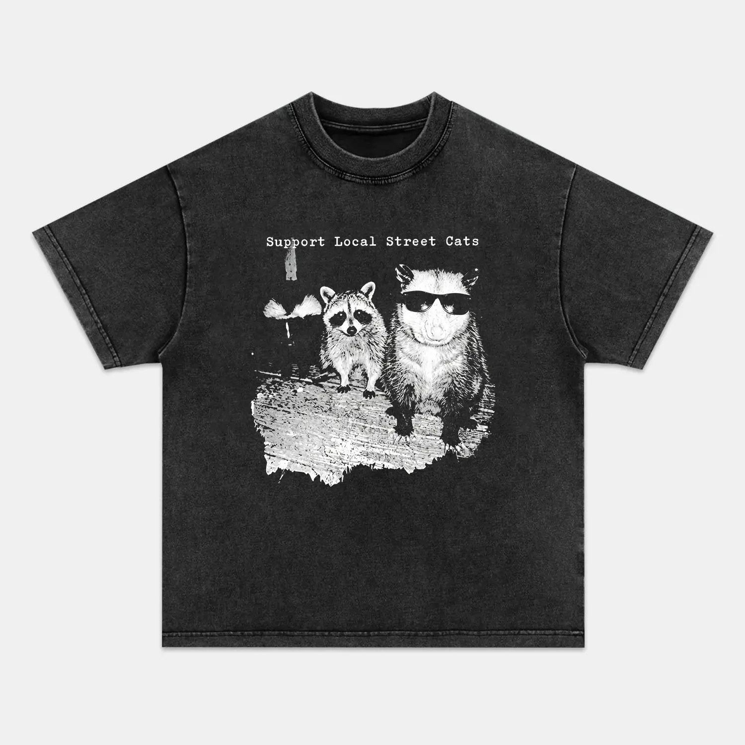 Support Local Street Cats T-shirt, Unisex Vintage Crew Neck Regular Fit Cotton Fabric Casual Breathable Short Sleeve Funny T-shirts Fashion Men&Women's Top for Streetwear 043004