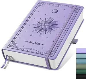 Bullet Dotted Journal Notebook - 320 Pages, 100gsm Thick Paper, A5 Hardcover Leather, Dot Grid Notebook for Women Men Work Writing, Bullet Journaling, Drawing, 5.75 x 8.38, Light Purple