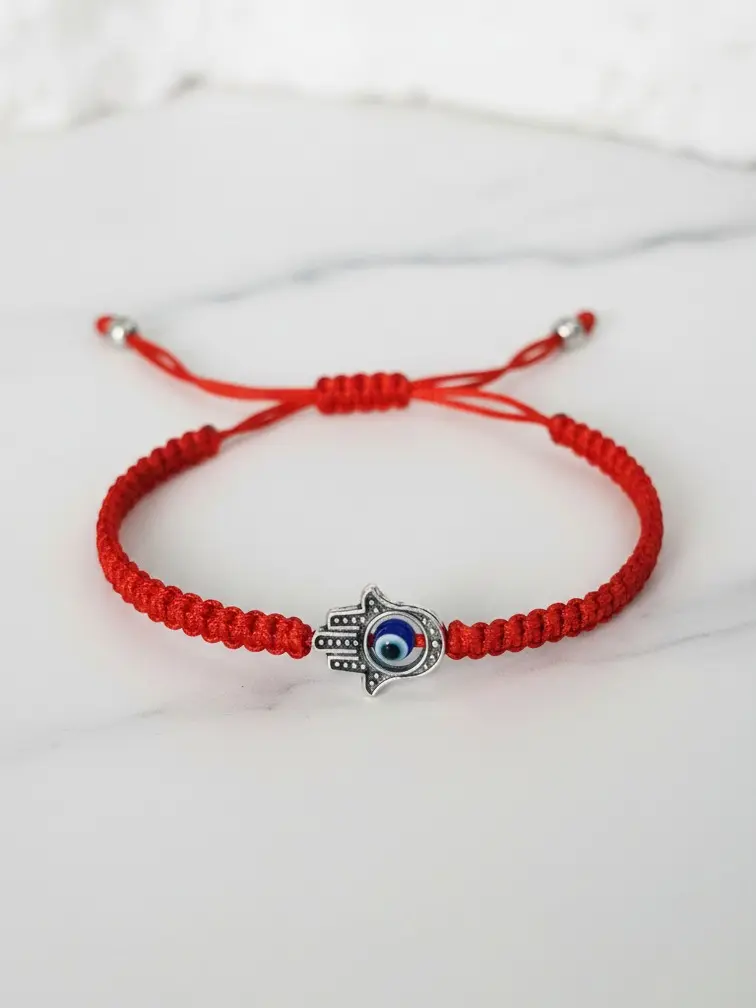 Red Bracelet with Round Pendant and Red Cord