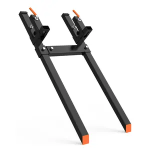 Heavy Duty Clamp-On Pallet Forks Alloy Steel 2000/4000 LBS Capacity 43/60 Inch Quick Attach Pallet Fork with Adjustable Stabilizer Bar Fit for Tractor Loader Skid Steer Bucket Farm Construction Material Handling