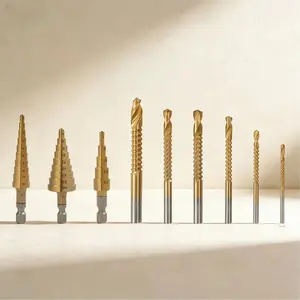 9Pcs Step Drill Bit Set, Multiple Hole Step Drill Kit, High Speed Steel Drill Bits for Metal, Wood & Plastic, Tower Style Unibit Hole Cutter, Precision Core Drilling Tool for Woodworking & DIY
