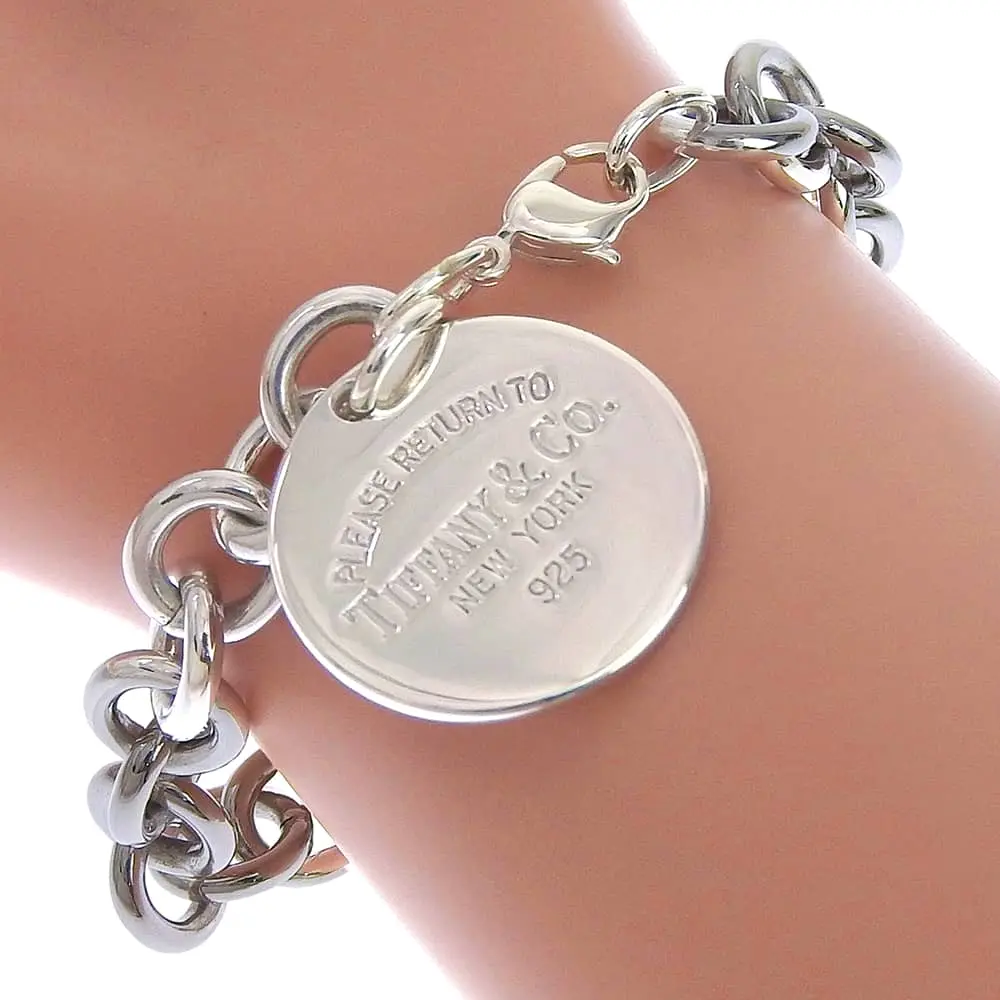 Pre-owned Tiffany & Co. Sterling Silver 925 (Ag925) Small Leather Goods Return to Tiffany Silver Bracelet