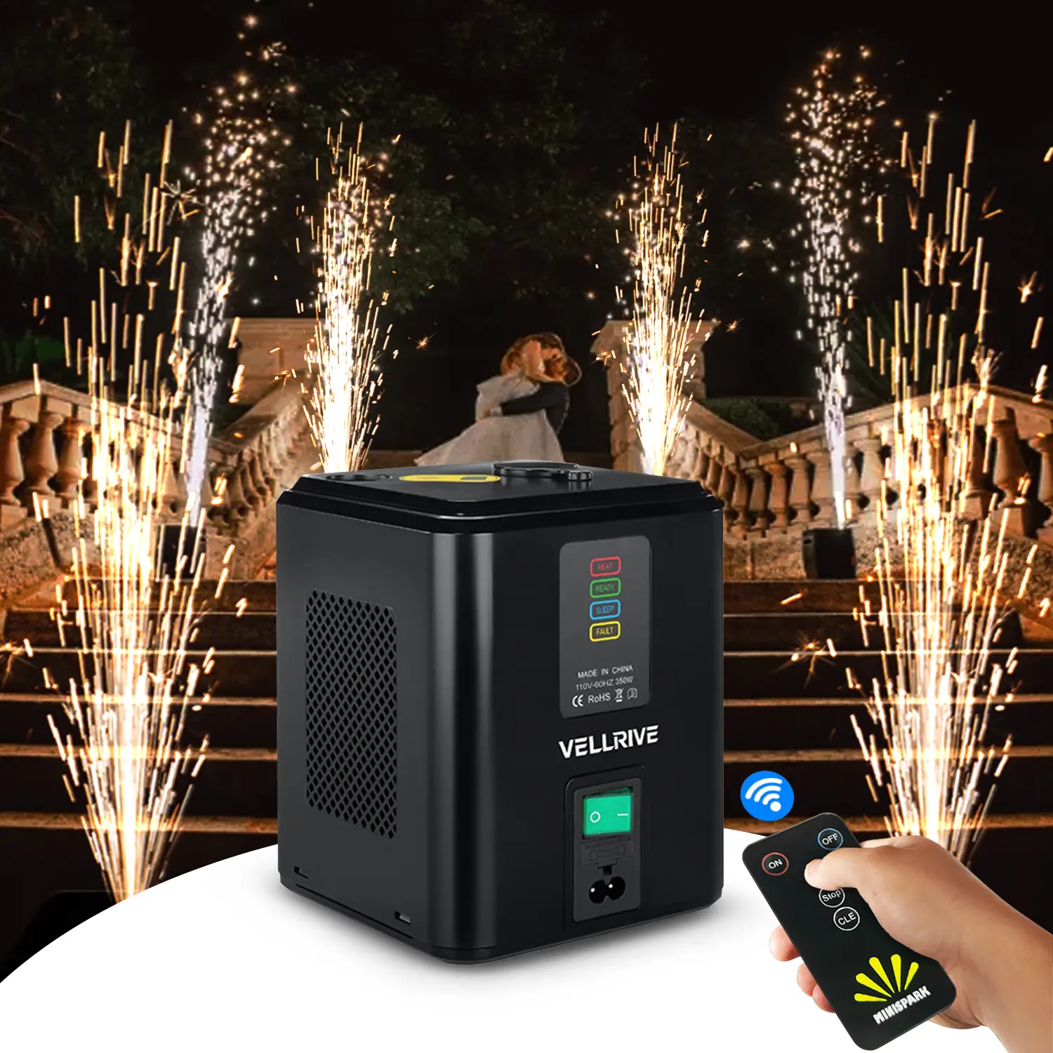 Premium Mini Cold Spark Machine Accessory Set - 50g Unforgettable Effect, Non-Heated Tech, Remote Control, Advanced Safety Features, Indoor & Outdoor Safe, Ideal for Weddings, Commercial Lighting Parties