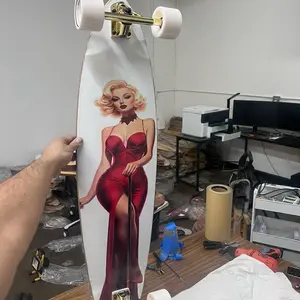 Custom Vinyl Wrapped 10 x 44 “Sexy Scarlett” Pintail Longboard