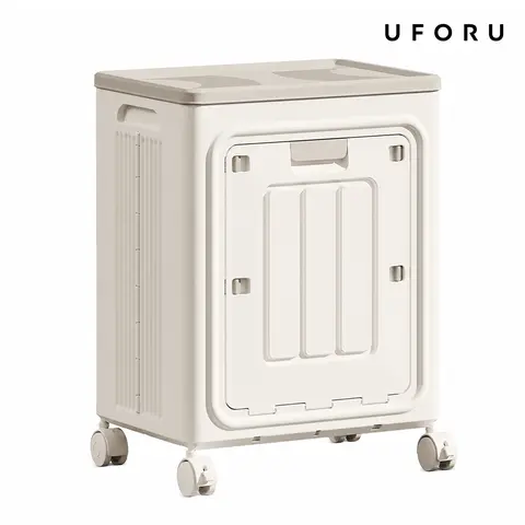UFORU PP Rectangular Rolling Hamper - Traditional Home Goods Waterproof Laundry Basket, Ventilated, Odor-Resistant, Dustproof, Easy to Clean, Portable Lidded Organizer, Size Details in SKU Images, Assembly Guide in Main Image & Description