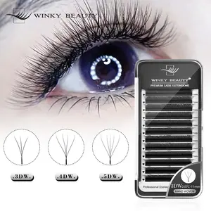 winky beauty W Shape Bloom 3D Premade Fans Eyelash Extension Bloom Lash Volume Eyelashes,12Rows 0.07mm C/D Curl Mixed Length Matte Black False eyelashes Makeup Supplies, Eyelash Clusters Extensions