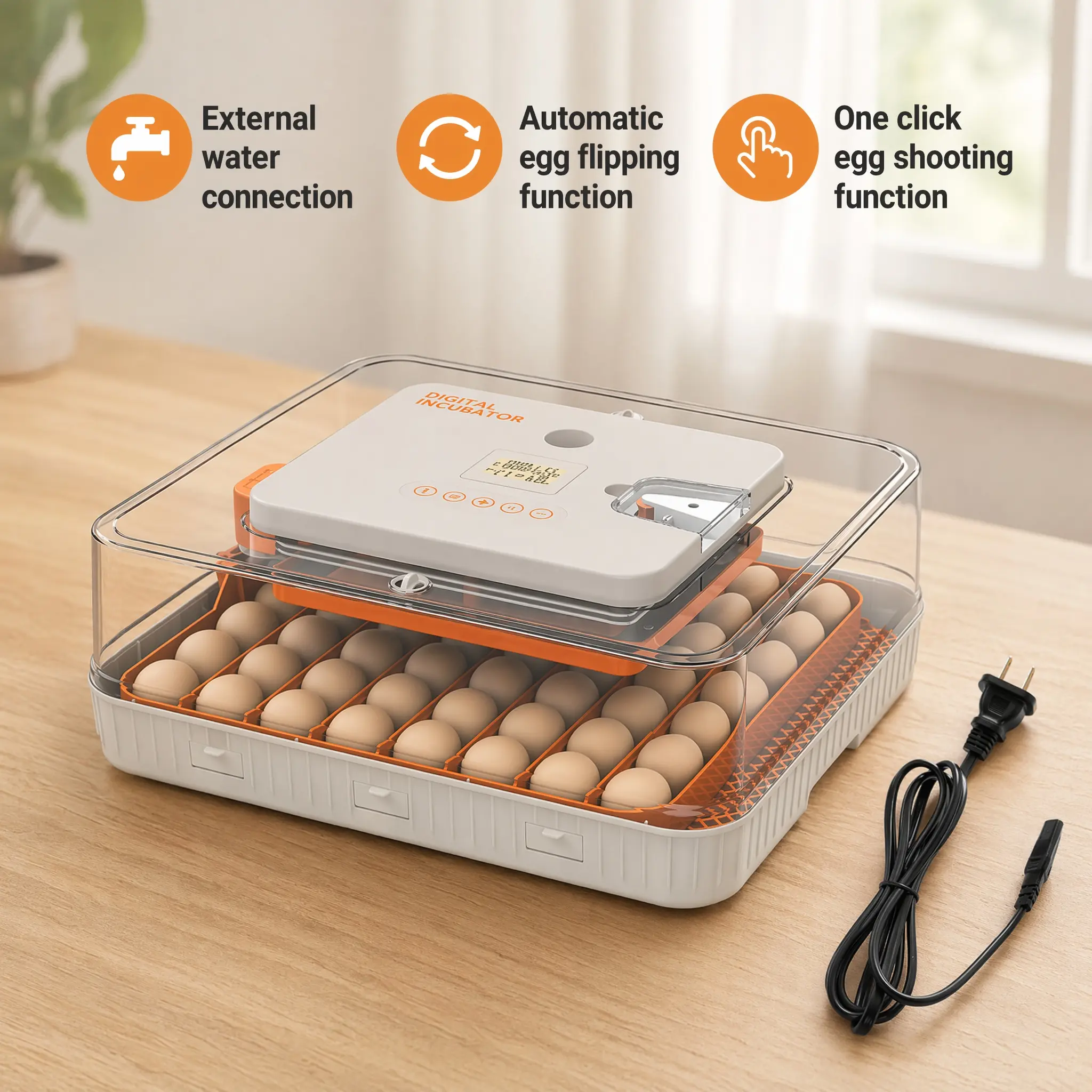 56 Egg Incubator for Hatching Eggs, Egg Incubators with Automatic Egg Turning, Temperature and Humidity Control, Egg Candler, Automatic Water Bottle Refill, Incubator for Chicken, Ducks, Goose