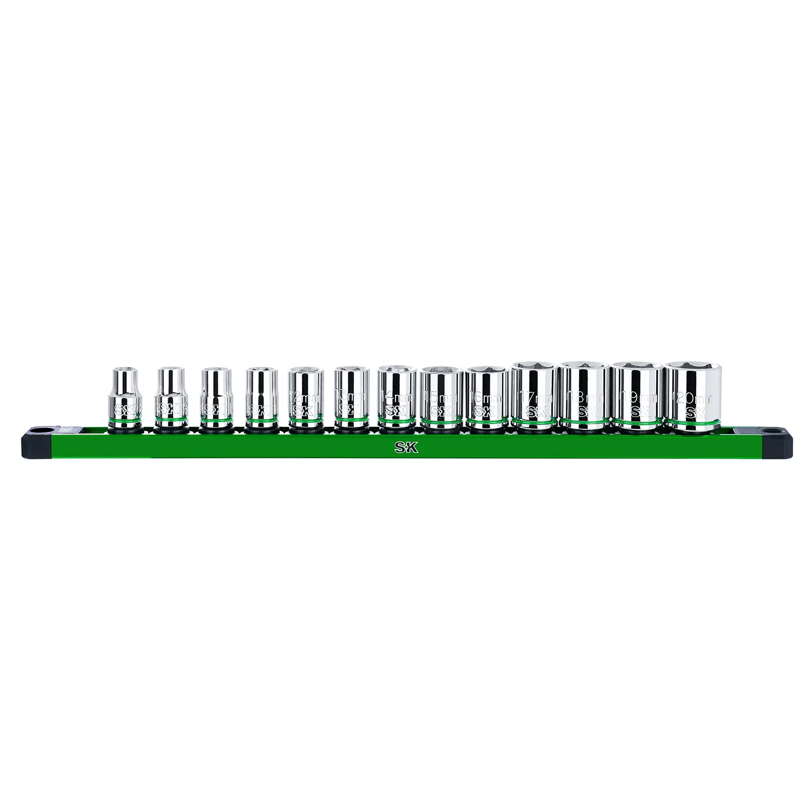 #fathersdaygift SK 3/8" Drive Socket Set, Deep Metric Sockets, 13-Piece, SuperKrome Finish, Premium CR-V Construction, with Aluminum Socket Organizer
