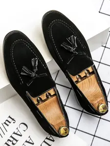 Men's Business Style Solid Color Tassel Decor Loafers, Fashionable Classic Casual Comfortable Loafers for Work Office, Male All-match Round Toe Shoes for Daily Wear