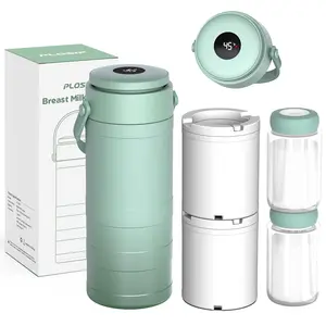 Outdoor Portable Breast Milk Cooler with 2 BPA-free Bottles, Temperature display and 360° All-around Cooling to Keep Milk Fresh for 24 hours, 22oz Large Capacity Breast Milk Cooler for Storing Breast Milk