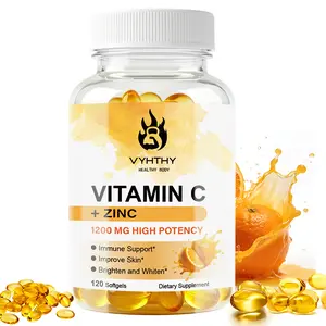 VYHTHY Natural Dietary Vitamin C 1200mg with Zinc & Collagen - 120 Liquid Softgels, 60-Day Supply - High Potency Immune Support Antioxidant with Citrus Bioflavonoids, Rose Hips - Non-GMO Supplement
